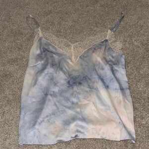 Style Rack Blue and Cream Tie-Dye Tank Top